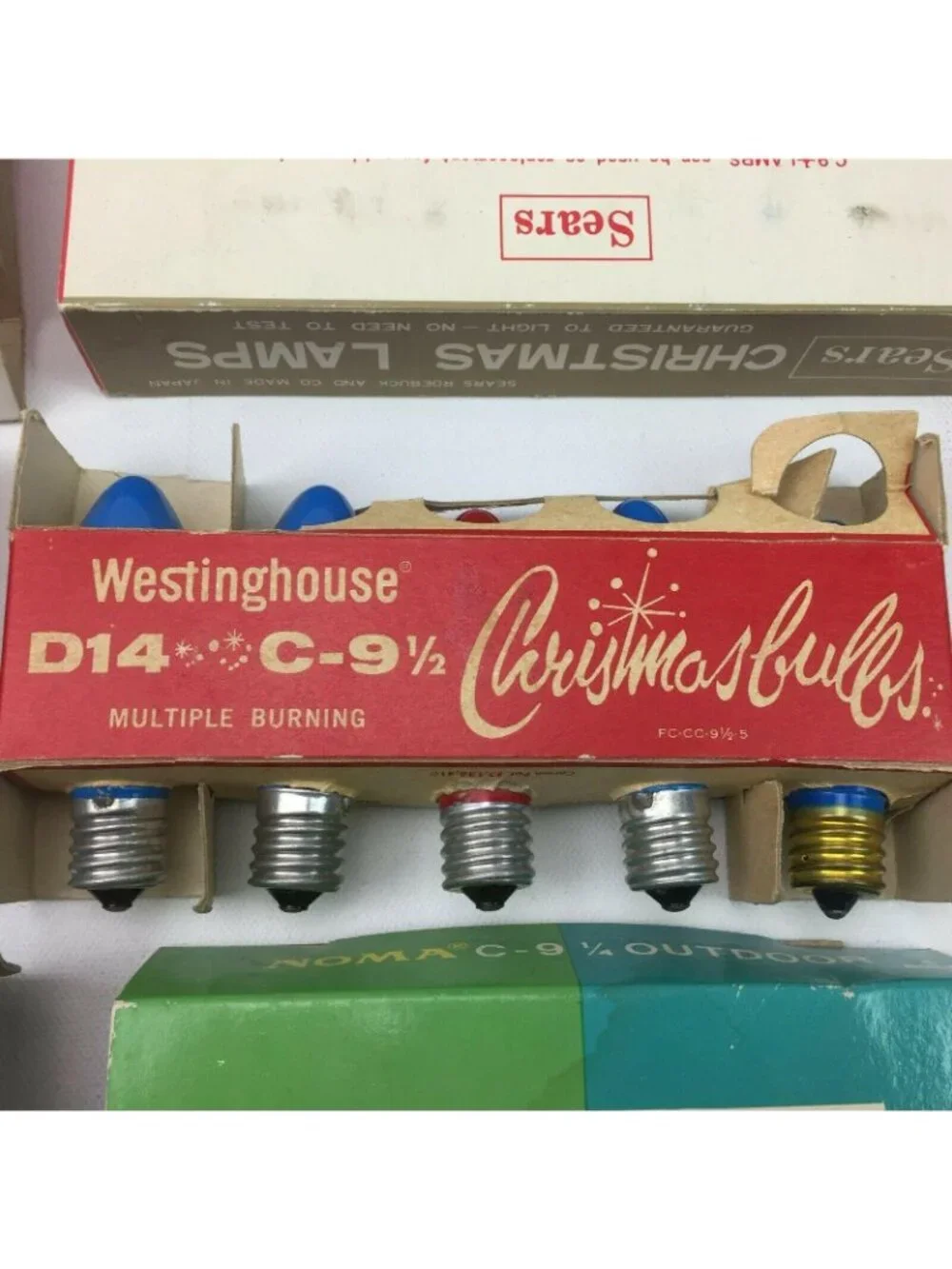 Vintage Sears General Electric Christmas Blue Bulbs Lamps D14 C-9 1/2 Variety